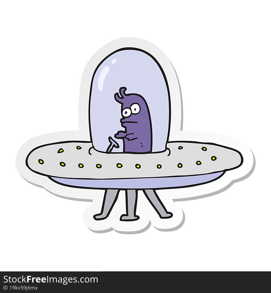 sticker of a cartoon flying saucer