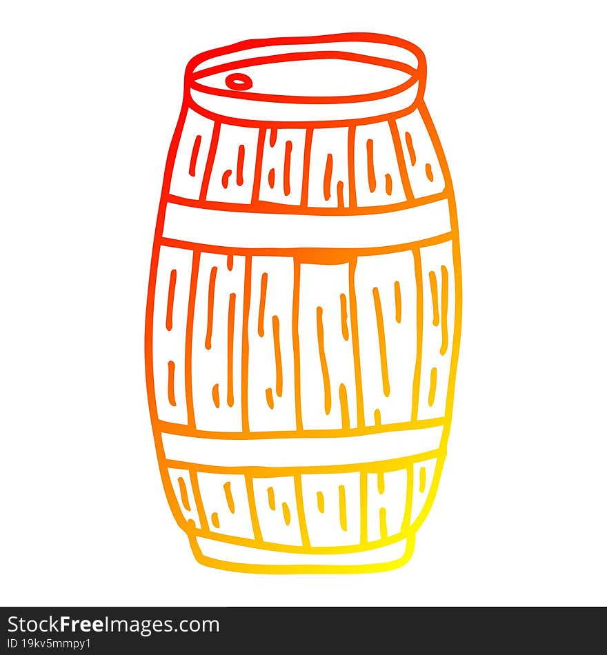 warm gradient line drawing cartoon beer barrel