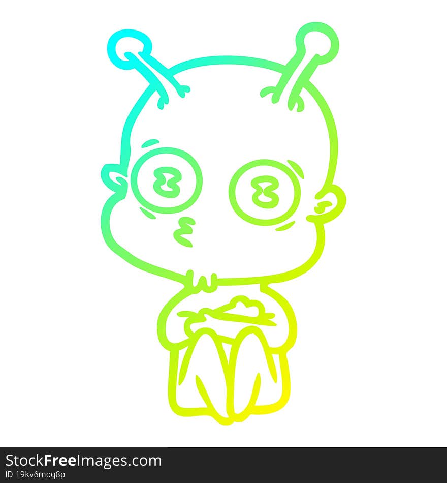 cold gradient line drawing cartoon weird bald spaceman