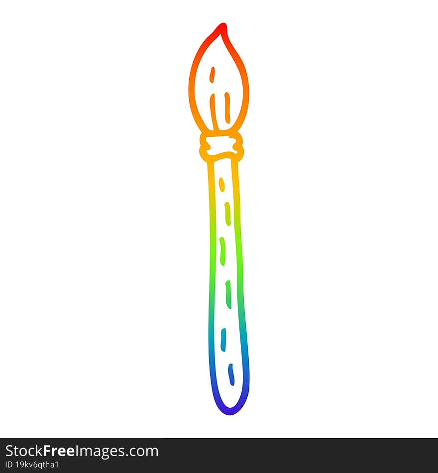 rainbow gradient line drawing of a cartoon paintbrush