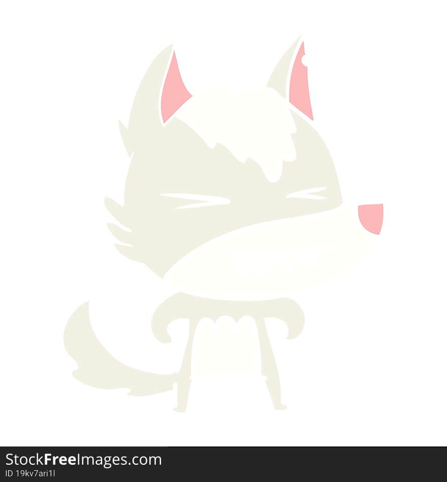 angry wolf flat color style cartoon