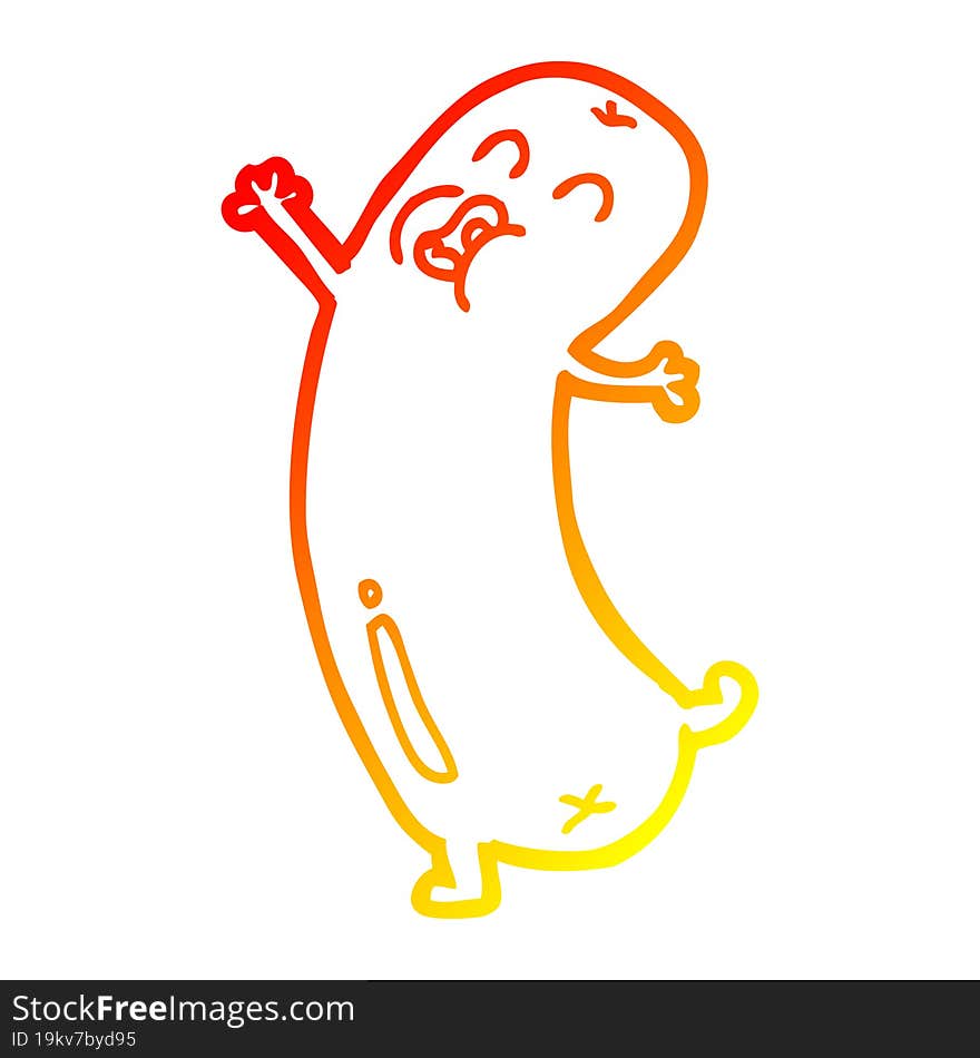 warm gradient line drawing cartoon dancing sausage