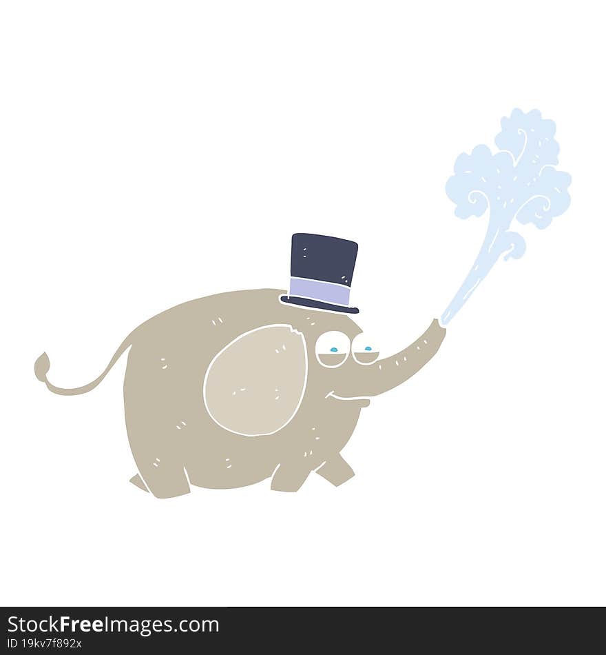 flat color illustration of elephant squirting water. flat color illustration of elephant squirting water