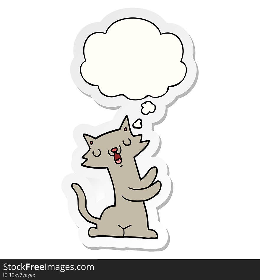 cartoon cat and thought bubble as a printed sticker