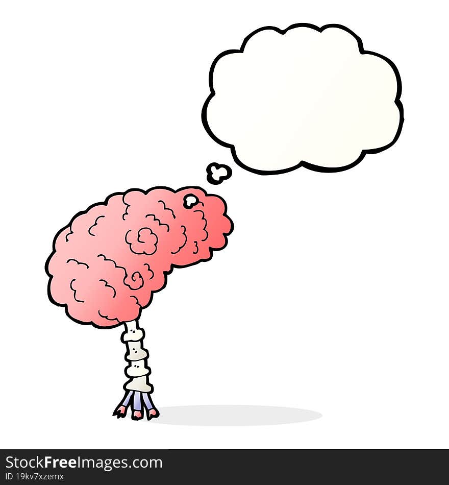 cartoon brain with thought bubble