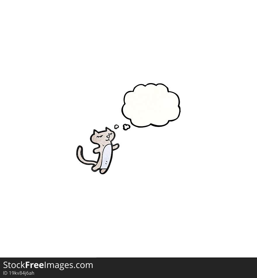 cartoon cat with thought bubble (raster version