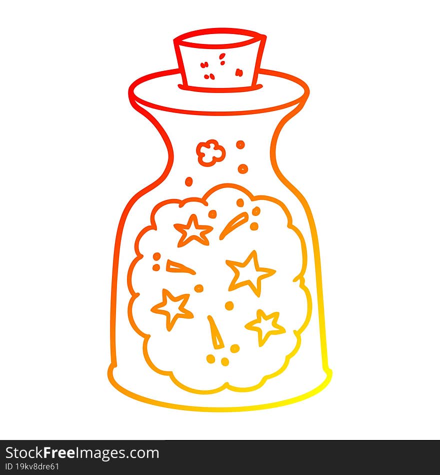 warm gradient line drawing cartoon magic potion