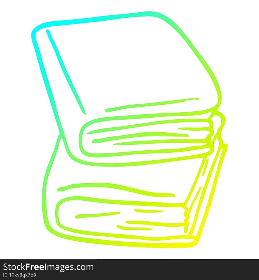 cold gradient line drawing of a cartoon journal books