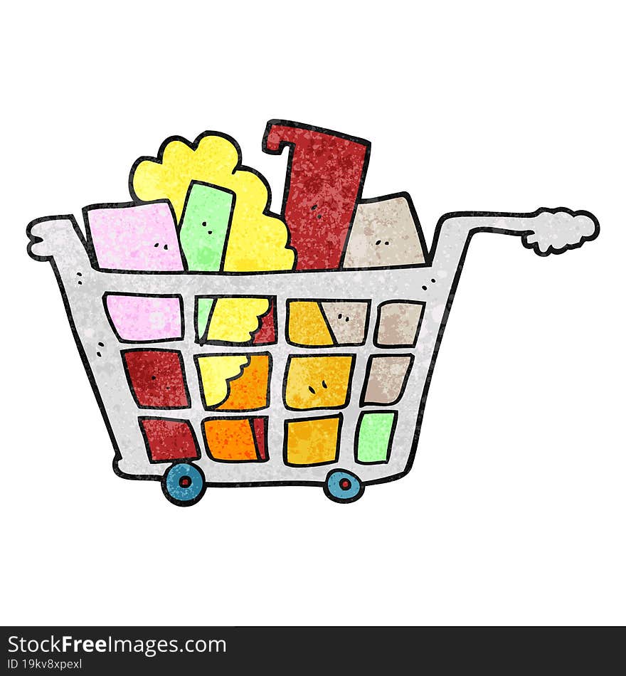 textured cartoon shopping trolley