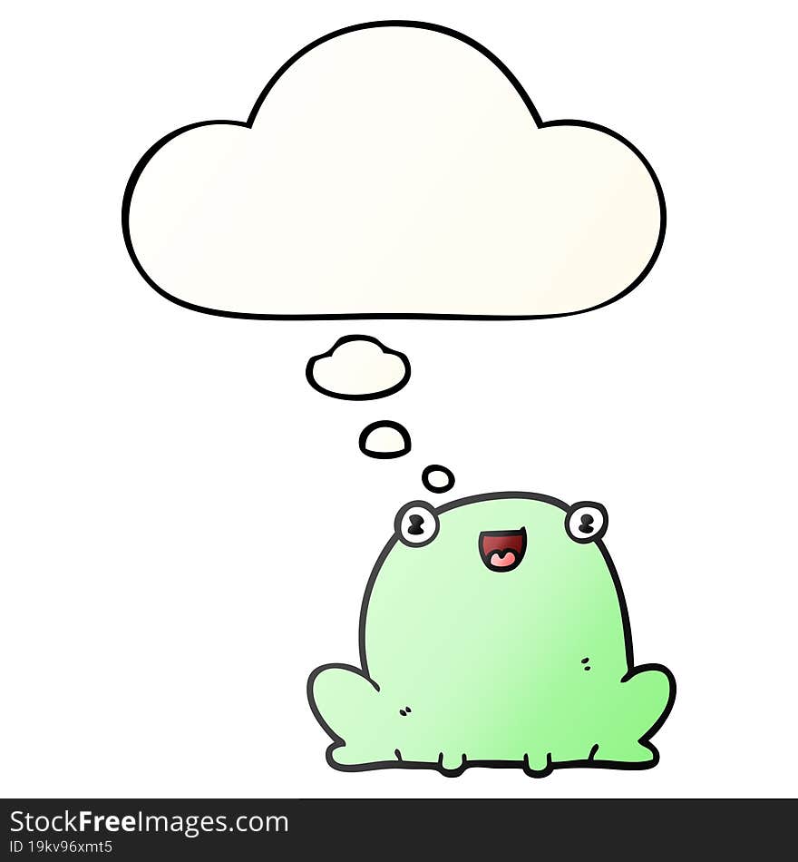 Cartoon Frog And Thought Bubble In Smooth Gradient Style