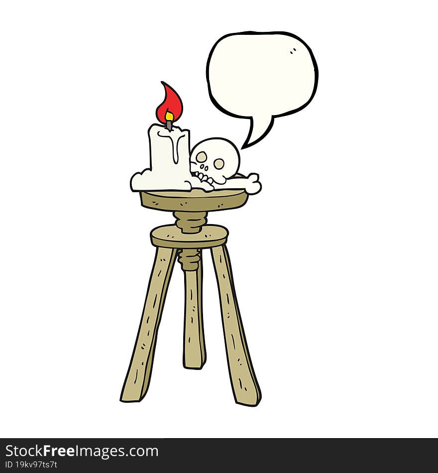 speech bubble cartoon spooky skull and candle