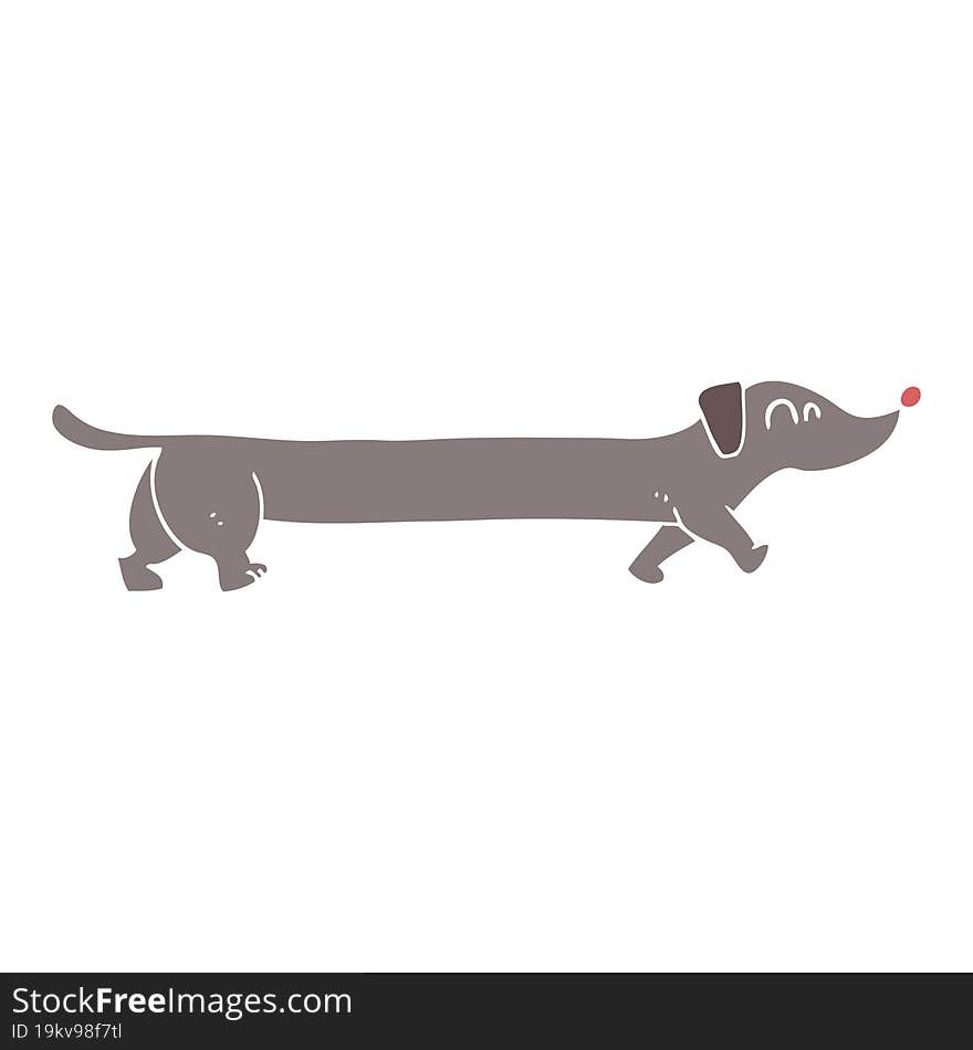 flat color illustration of a cartoon dachshund