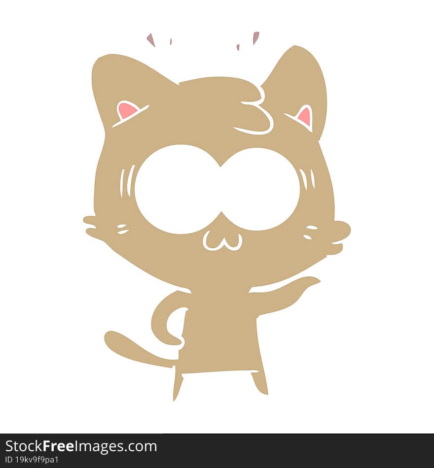 flat color style cartoon surprised cat