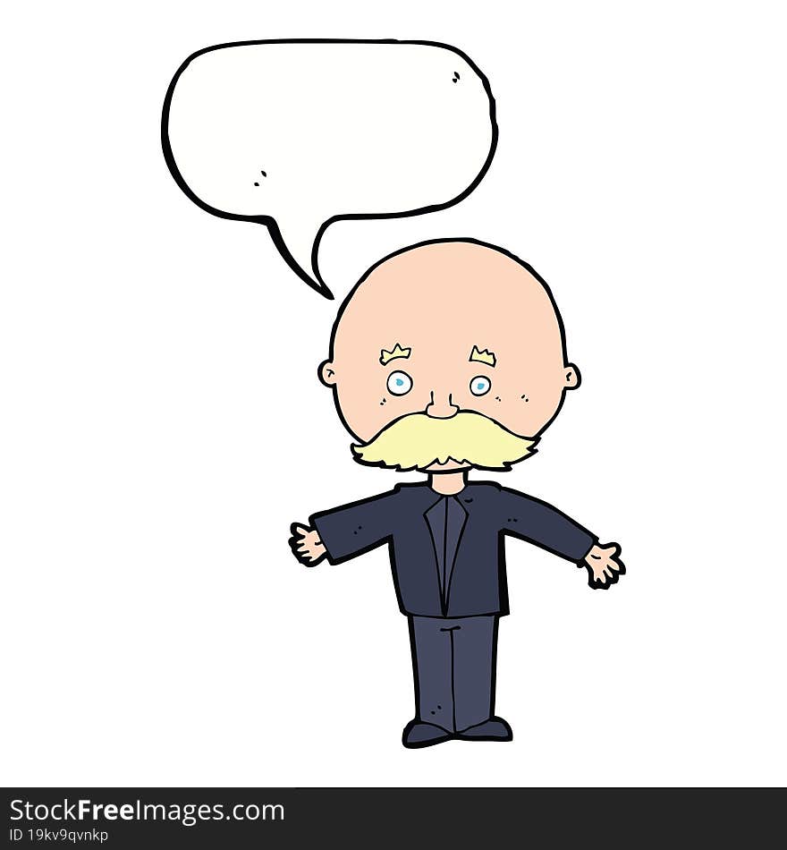 Cartoon Man With Mustache With Speech Bubble