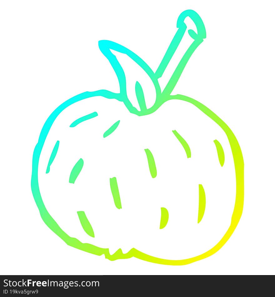 cold gradient line drawing of a cartoon organic orange