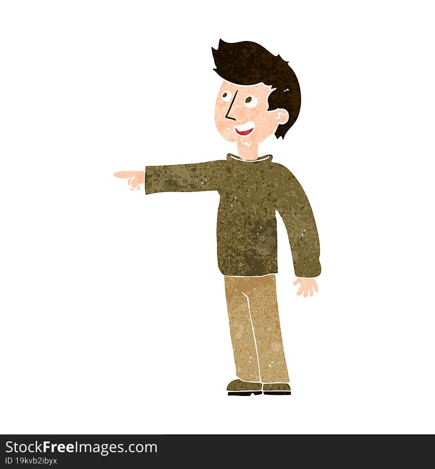 cartoon happy man pointing and laughing