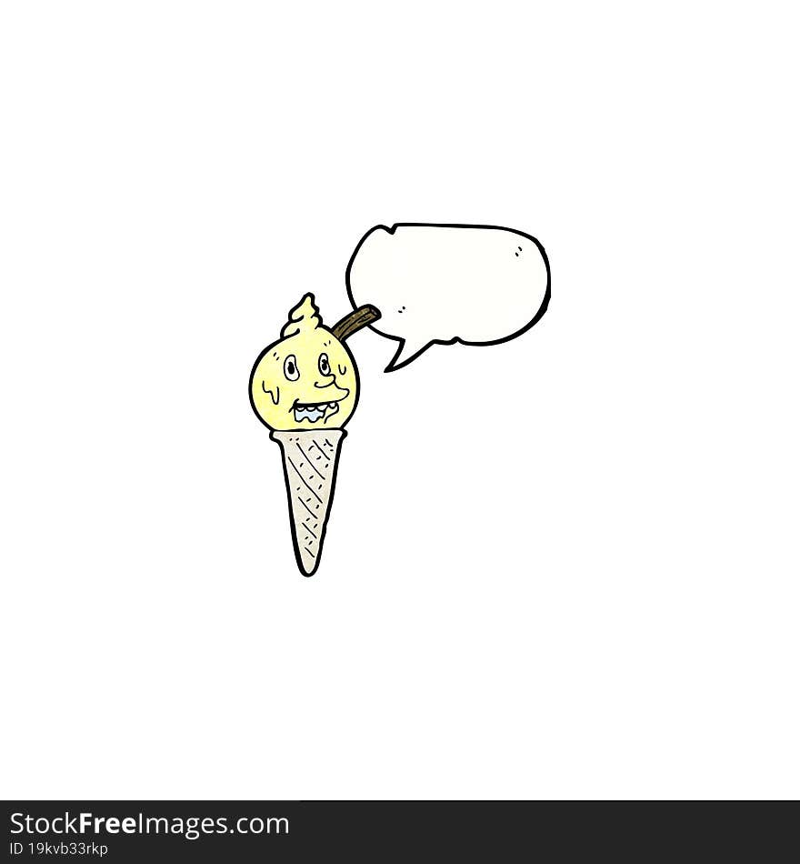 cartoon melting ice cream cone