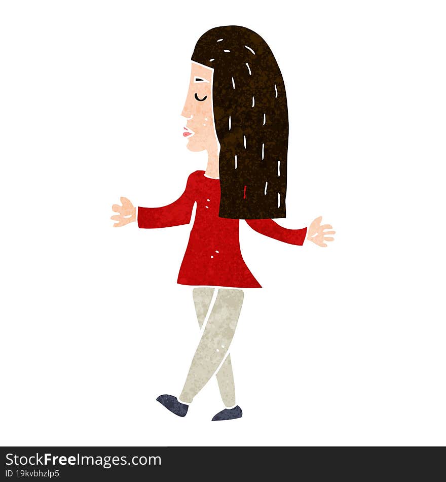 cartoon woman shrugging shoulders