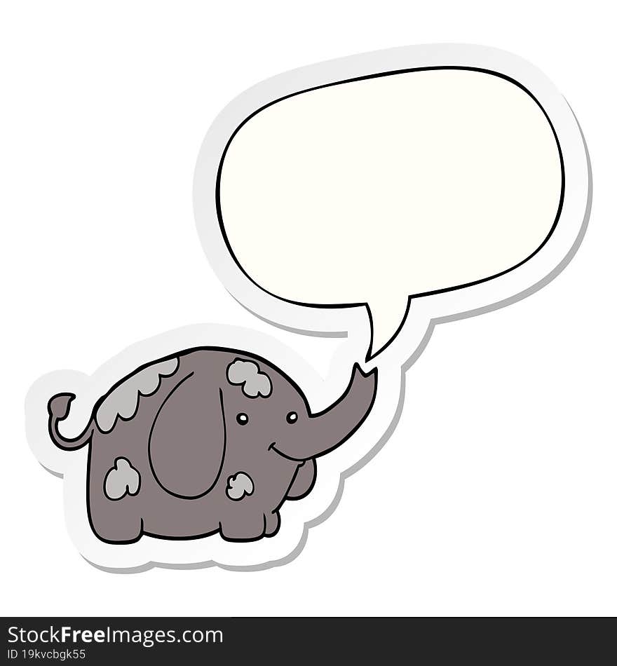 cartoon elephant with speech bubble sticker. cartoon elephant with speech bubble sticker