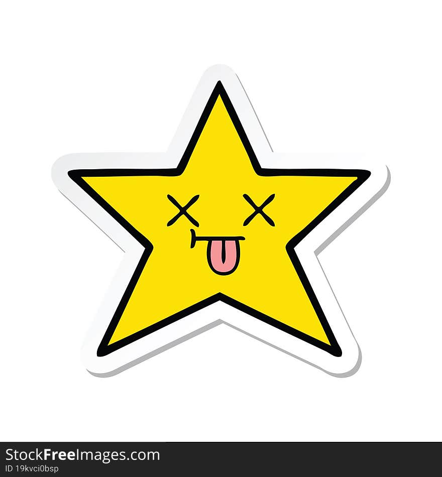 sticker of a cute cartoon gold star