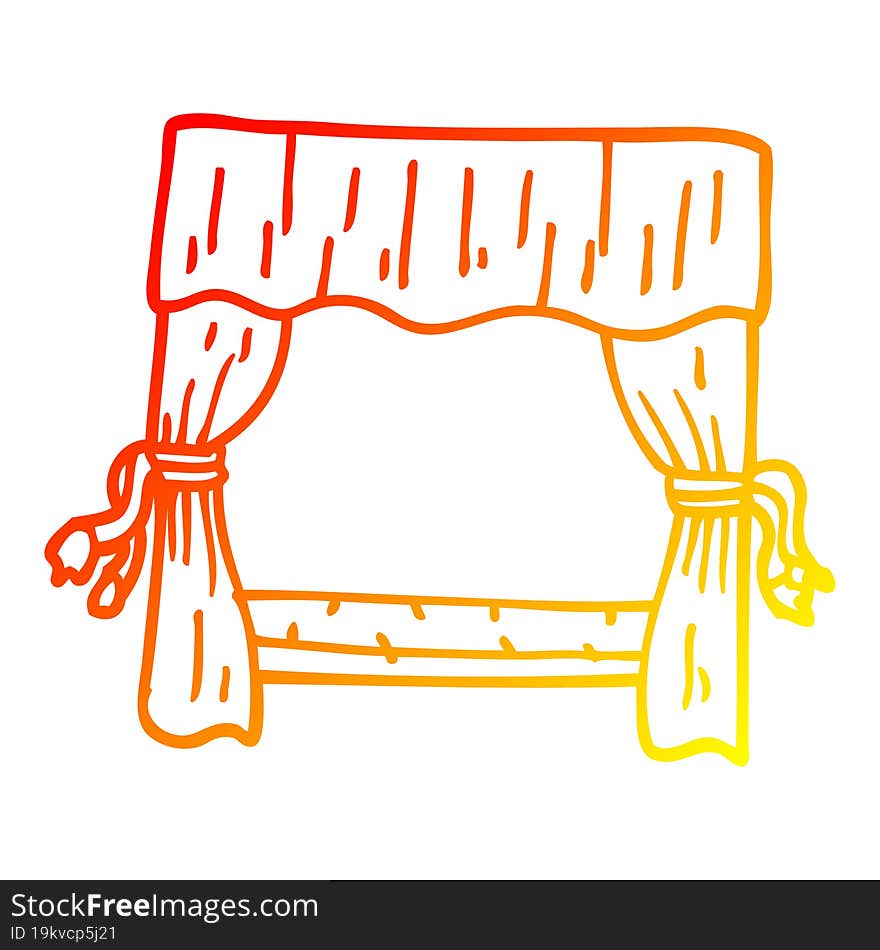 warm gradient line drawing cartoon window with curtains