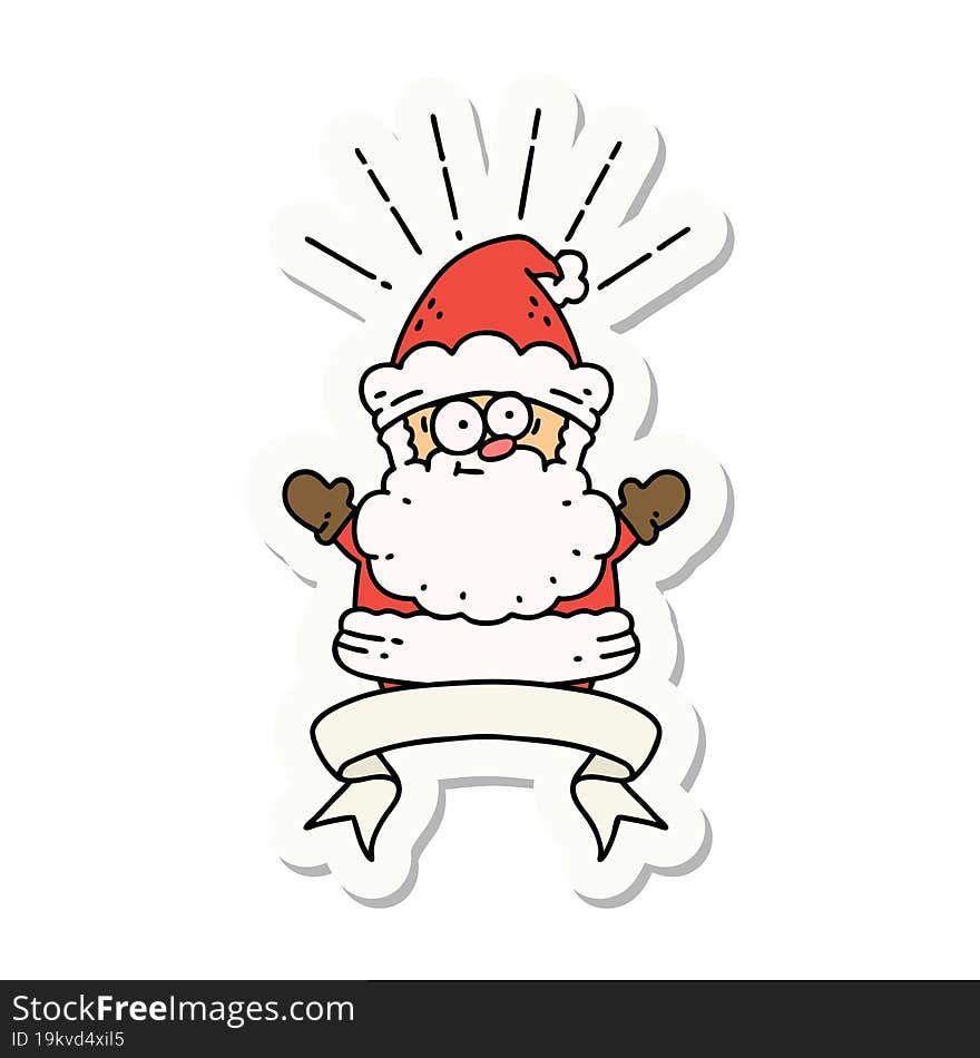 sticker of a tattoo style santa claus christmas character