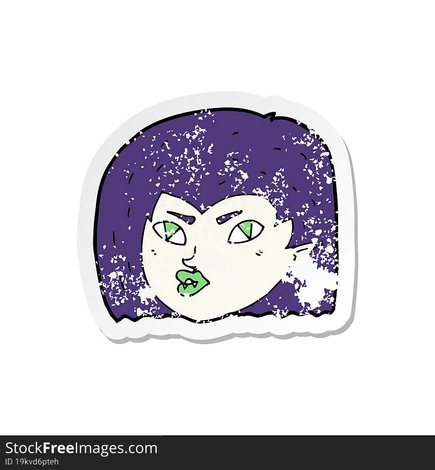 retro distressed sticker of a cartoon vampire face