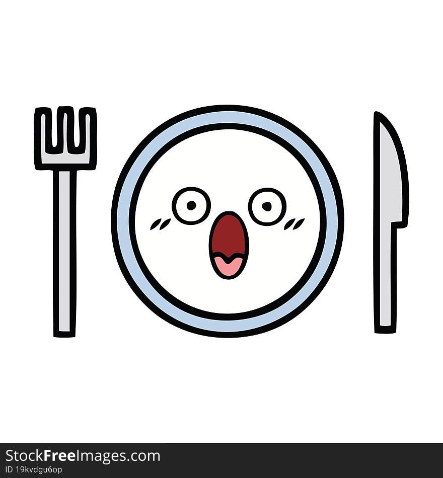 cute cartoon of a dinner plate. cute cartoon of a dinner plate