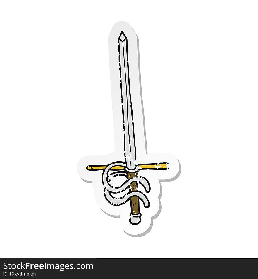 retro distressed sticker of a cartoon sword