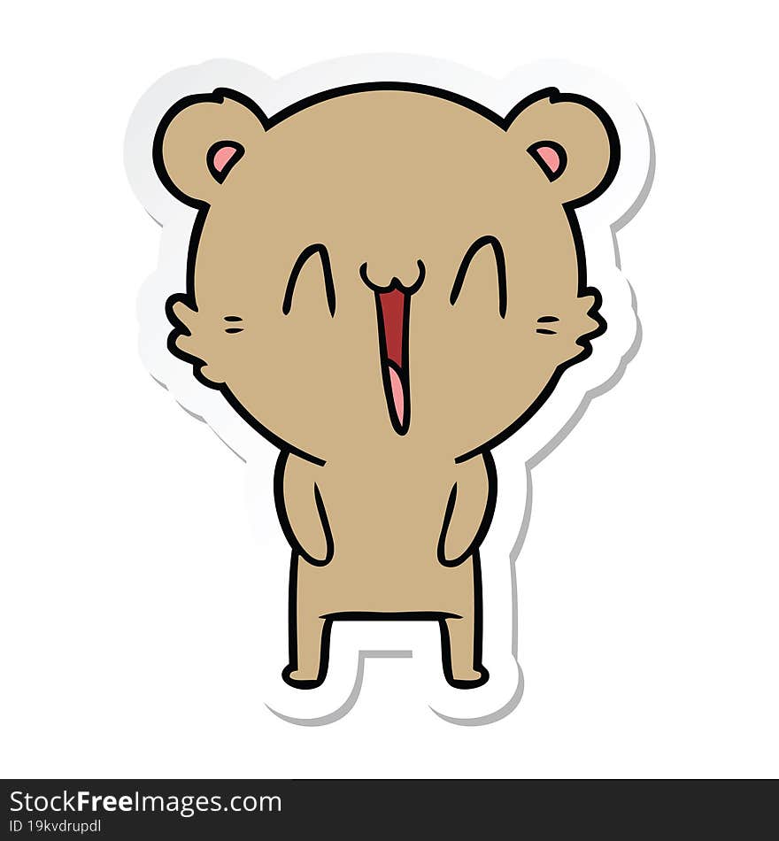 sticker of a happy bear cartoon