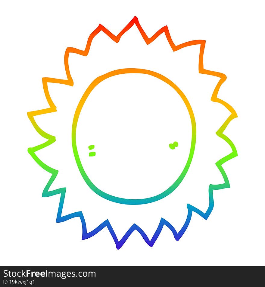 rainbow gradient line drawing cartoon sun