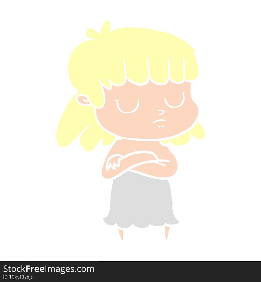 flat color style cartoon indifferent woman