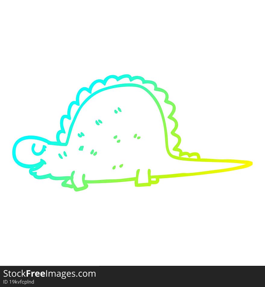 cold gradient line drawing cartoon prehistoric dinosaur