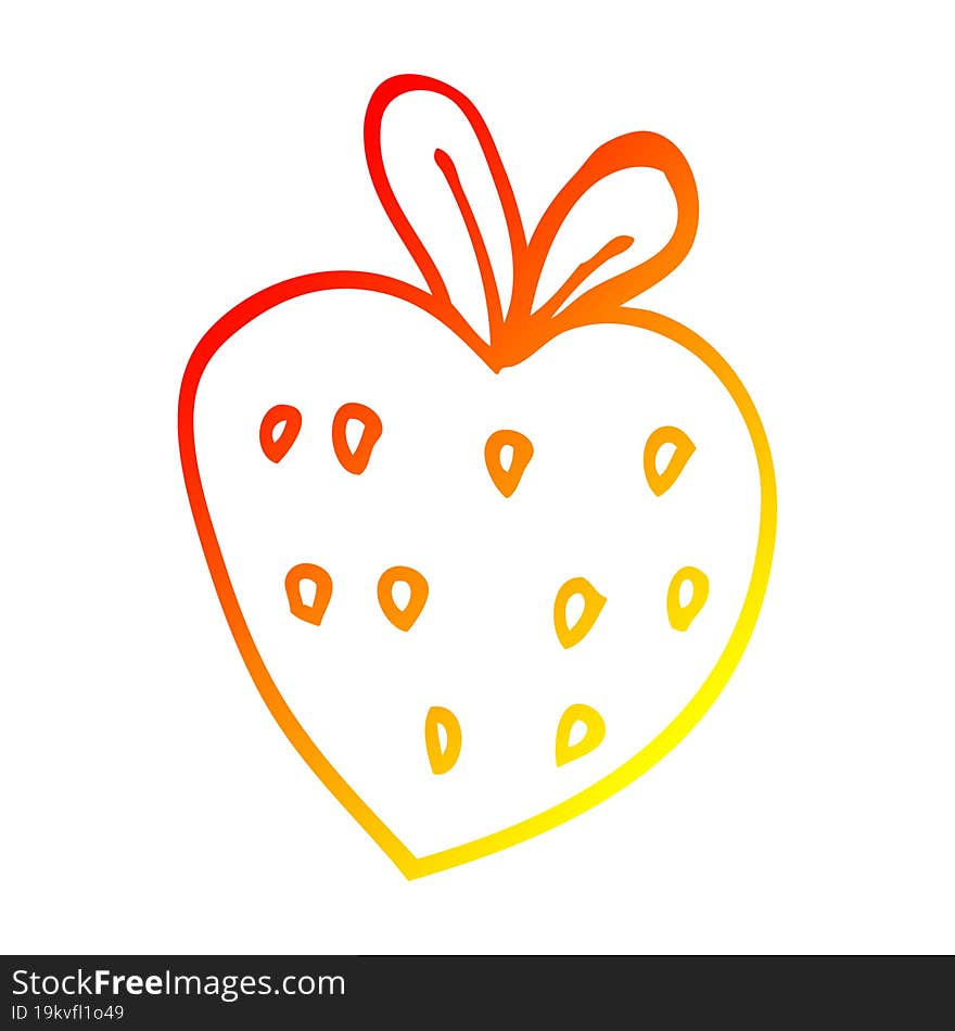 warm gradient line drawing of a cartoon strawberry fr