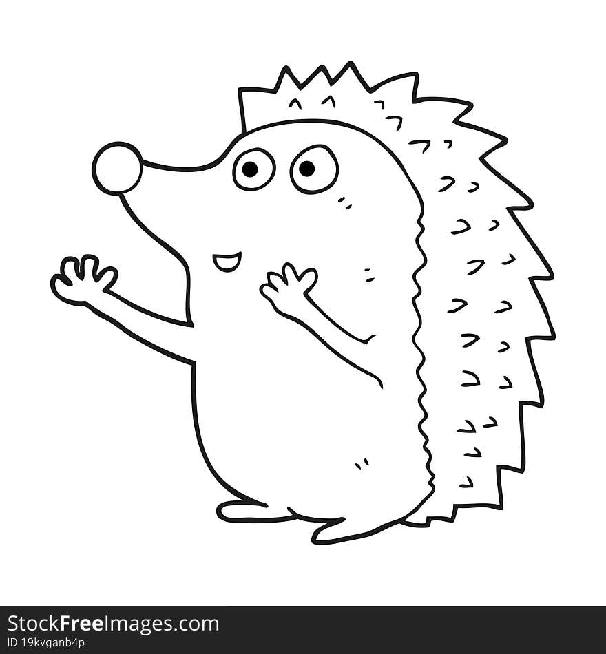 black and white cartoon cute hedgehog