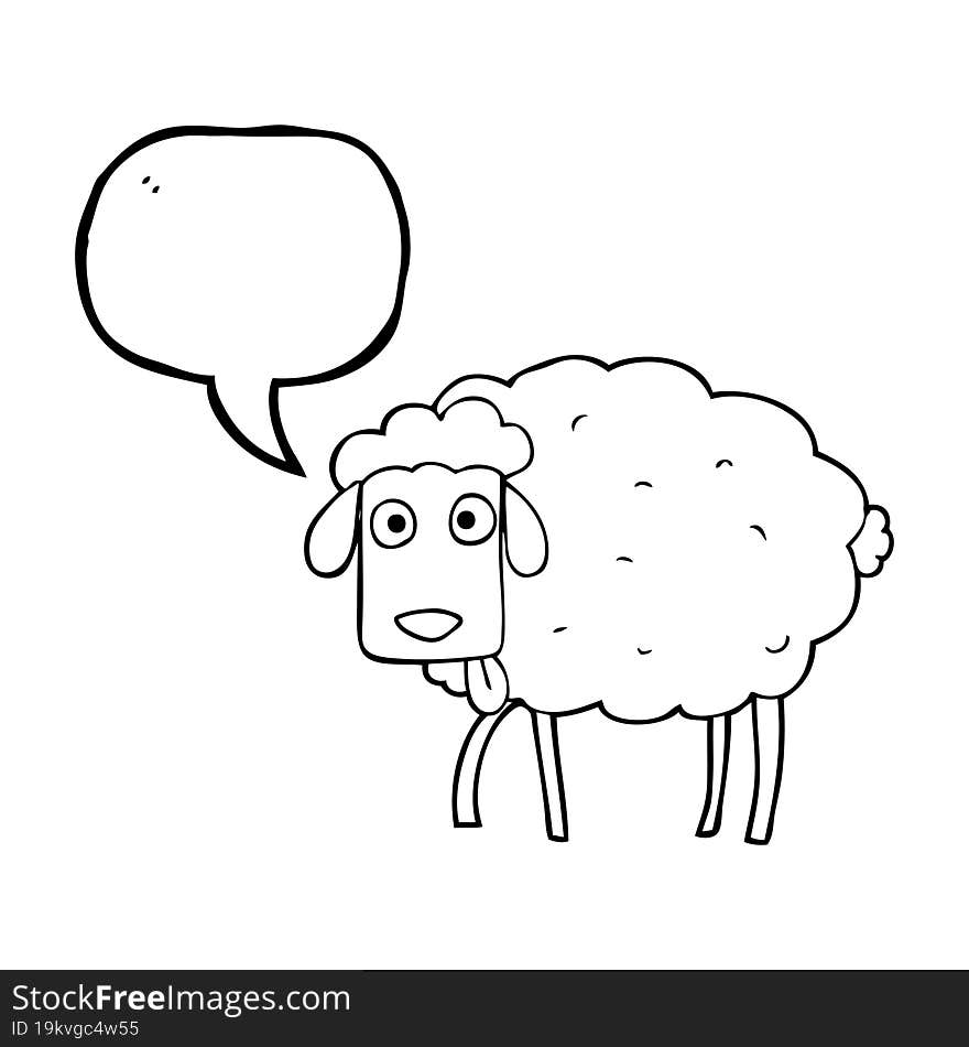 freehand drawn speech bubble cartoon sheep