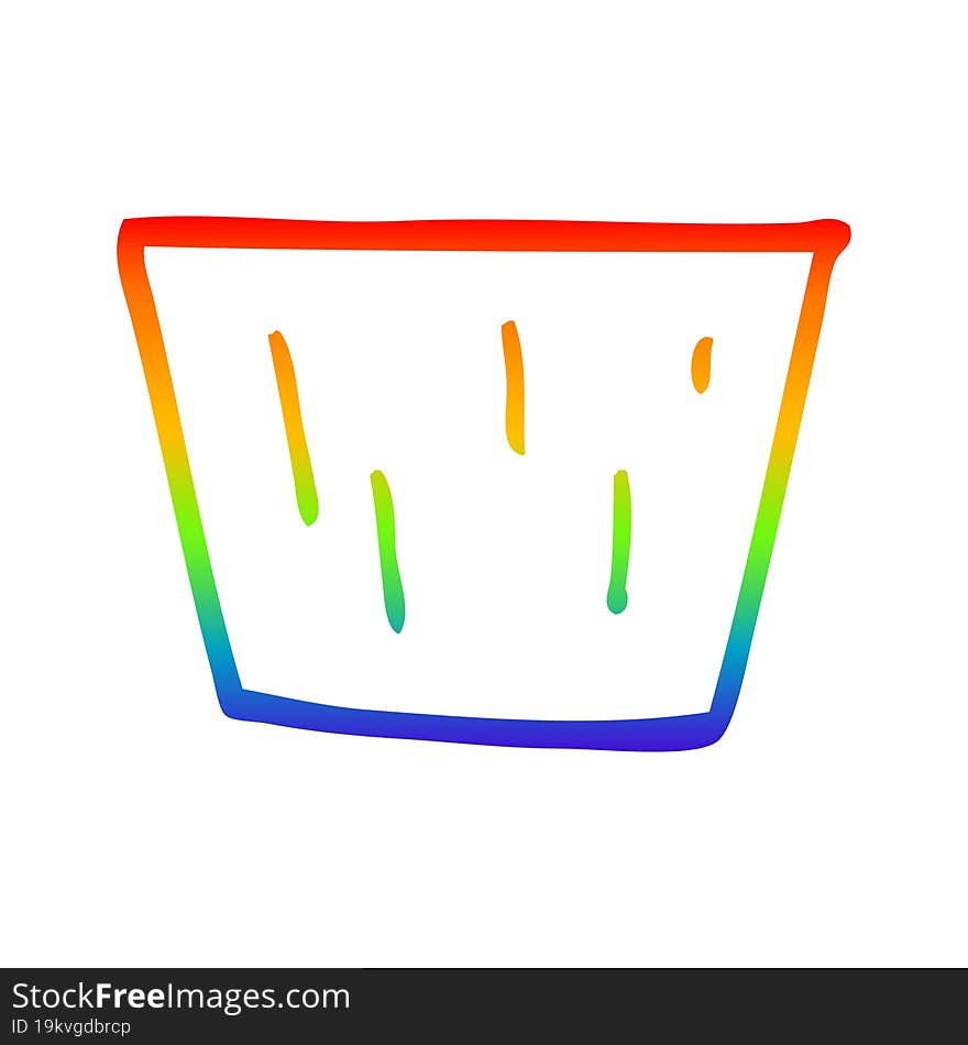 rainbow gradient line drawing of a cartoon muffin pot