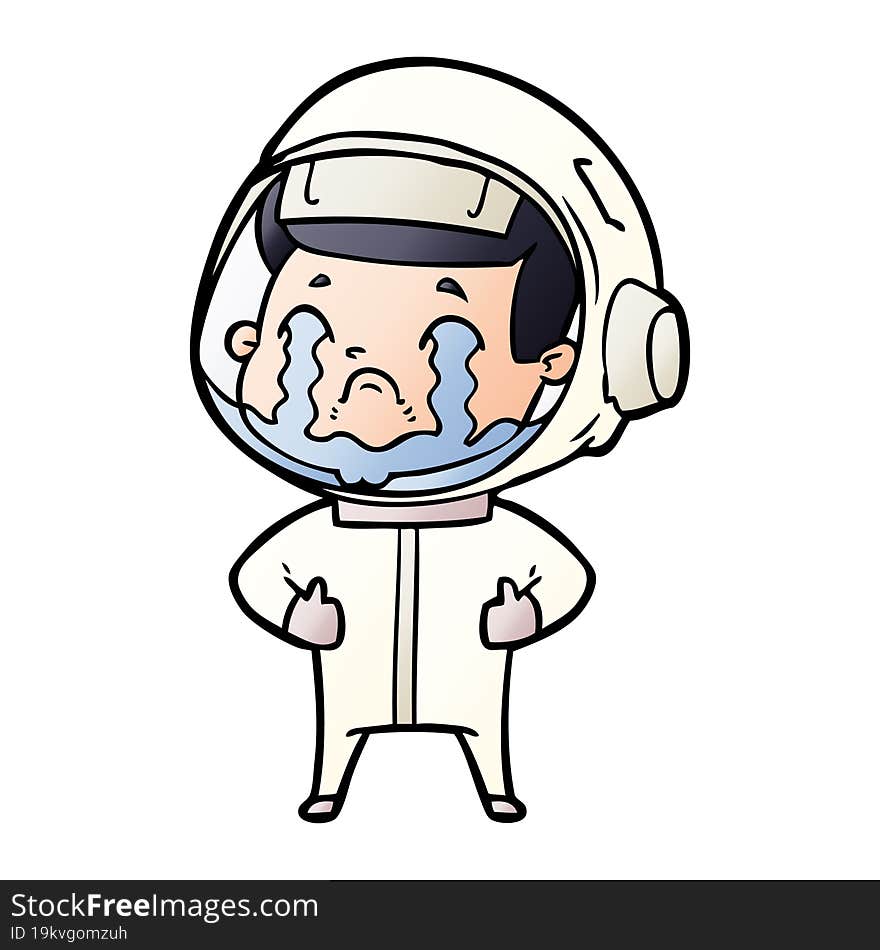 cartoon crying astronaut. cartoon crying astronaut