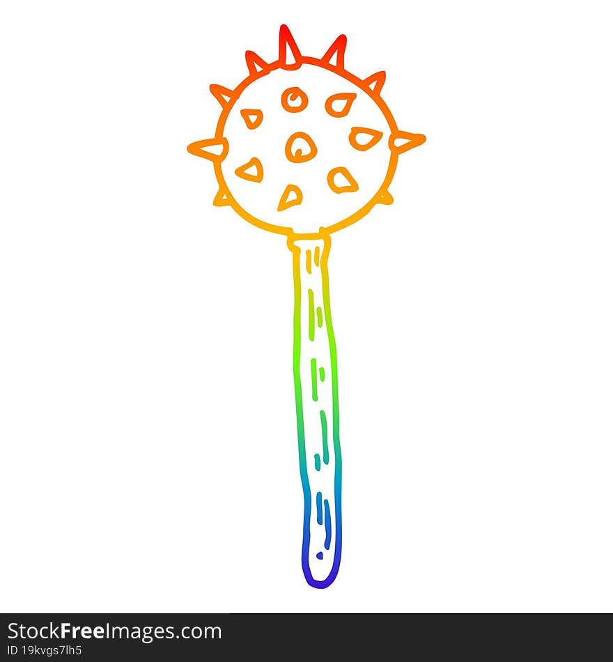 rainbow gradient line drawing cartoon medieval mace