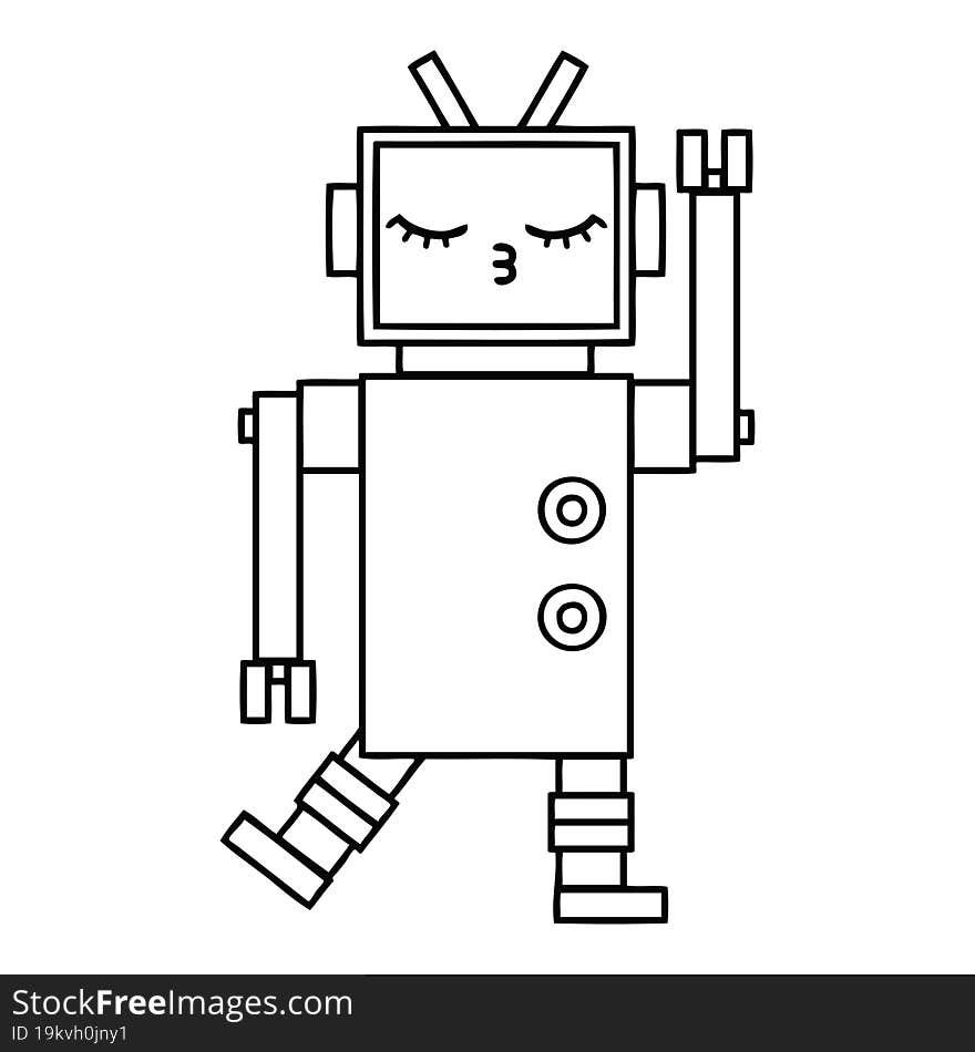 Line Drawing Cartoon Robot