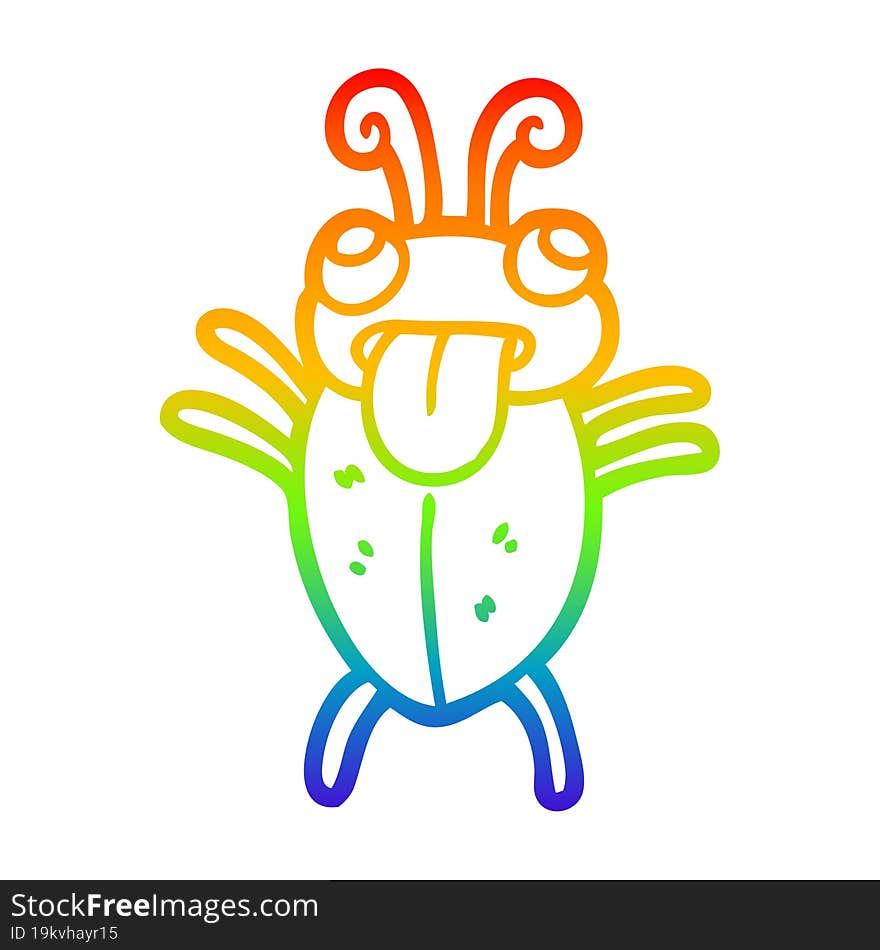 rainbow gradient line drawing funny cartoon bug