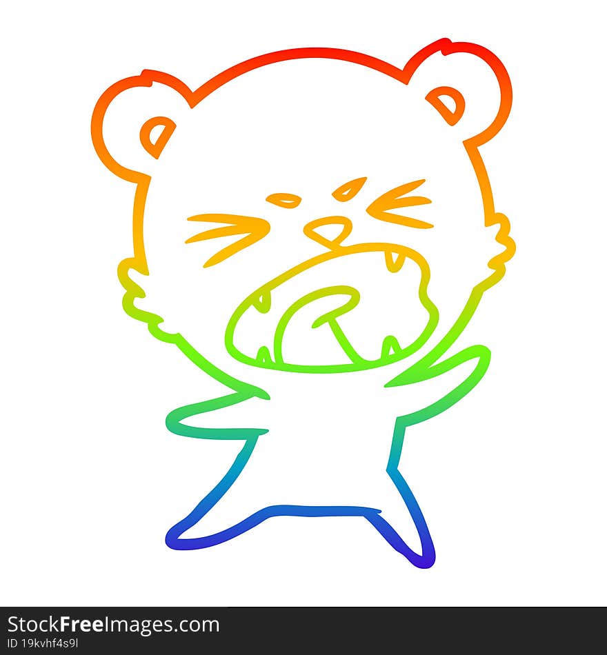 rainbow gradient line drawing angry cartoon bear