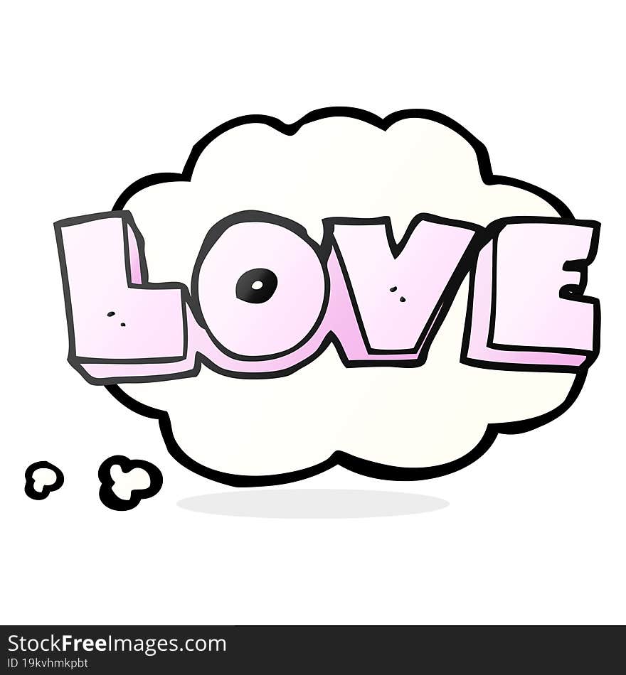 thought bubble cartoon word love