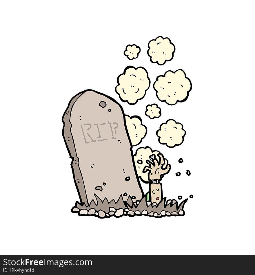 Cartoon Zombie Rising From Grave