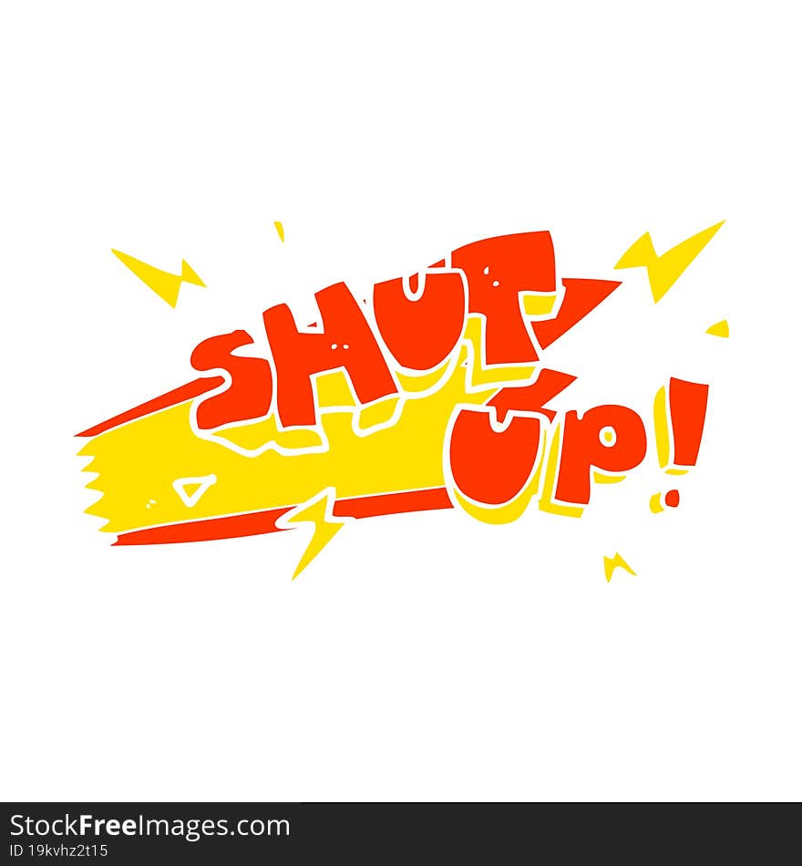 flat color illustration of a cartoon shut up! symbol