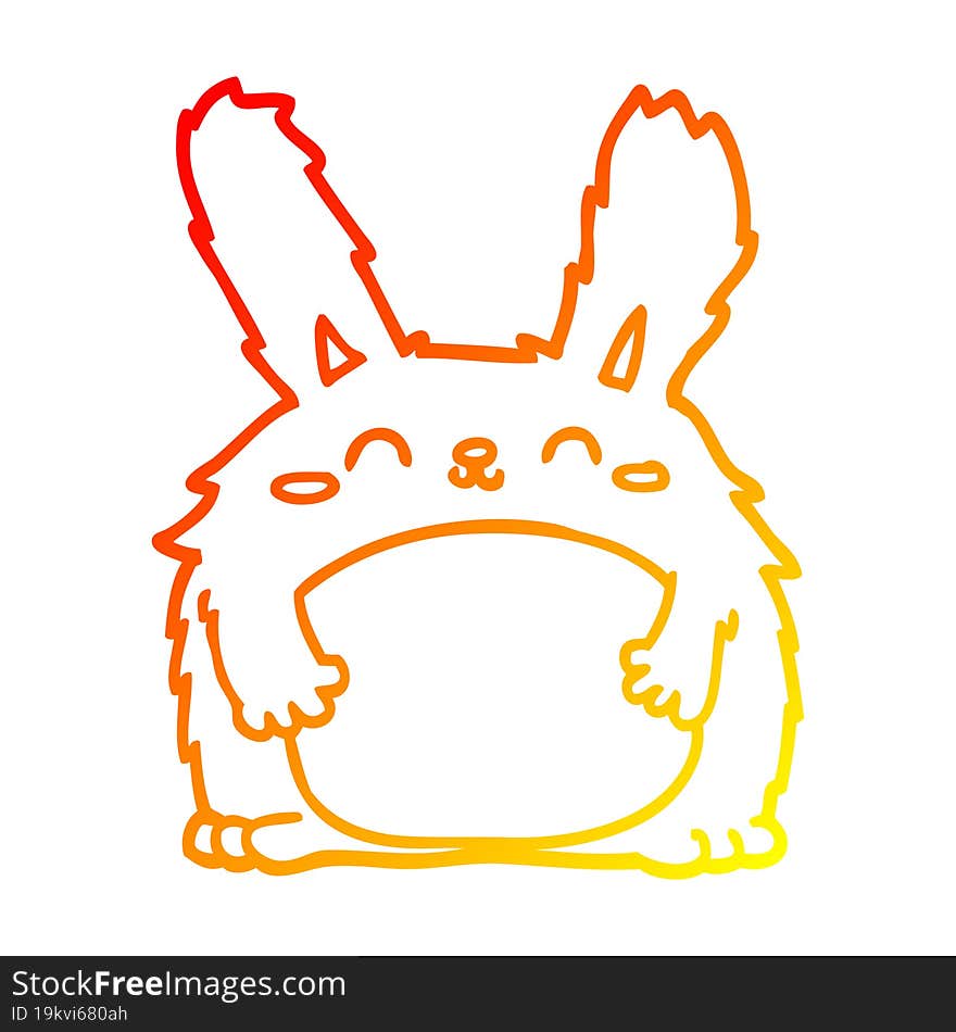 warm gradient line drawing of a cartoon furry rabbit