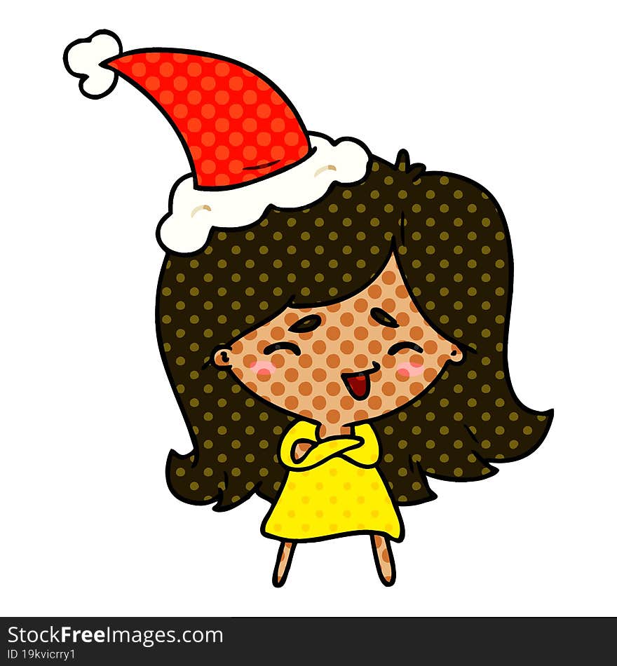 hand drawn christmas cartoon of kawaii girl