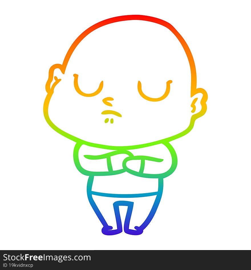 rainbow gradient line drawing of a cartoon bald man