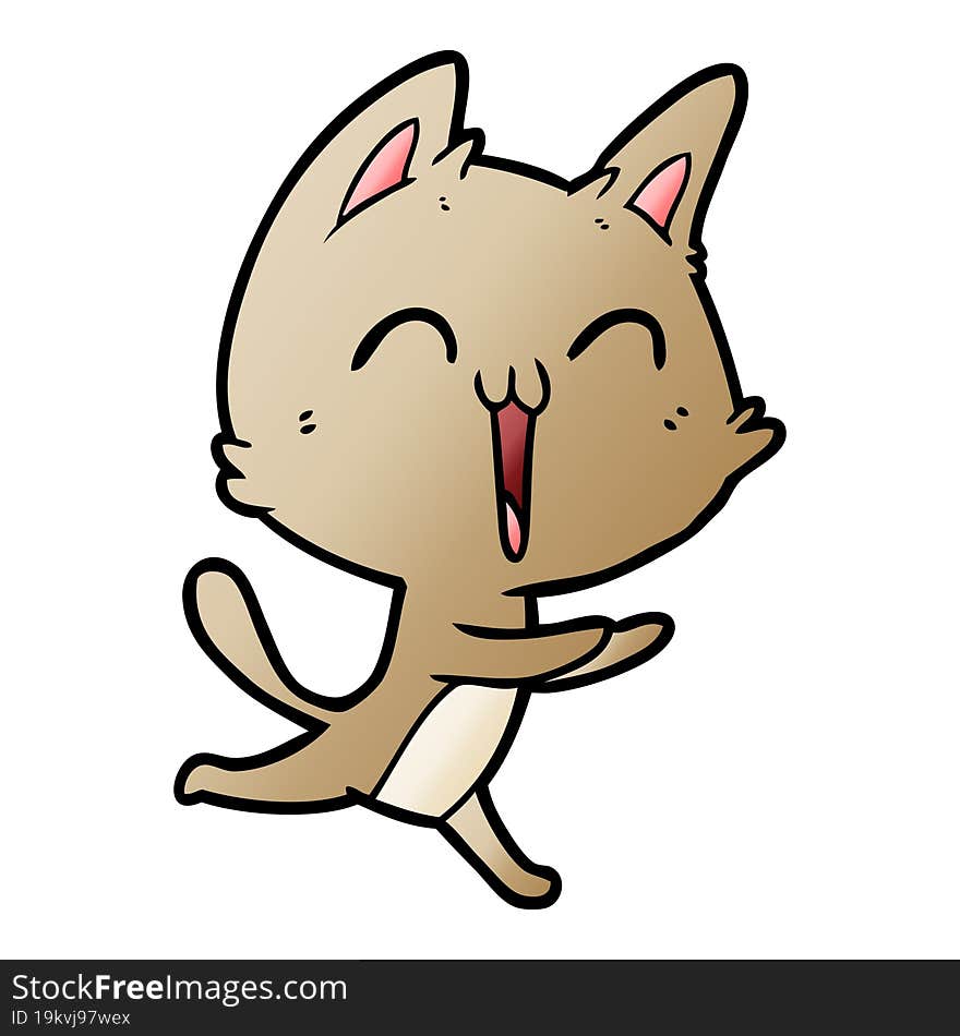 happy cartoon cat meowing. happy cartoon cat meowing