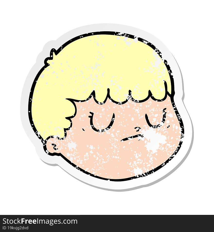 distressed sticker of a cartoon male face